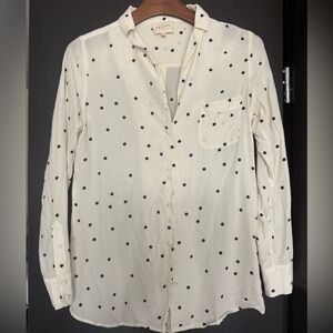 Sezane 100%silk White Polka Dot Blouse women’s size 34